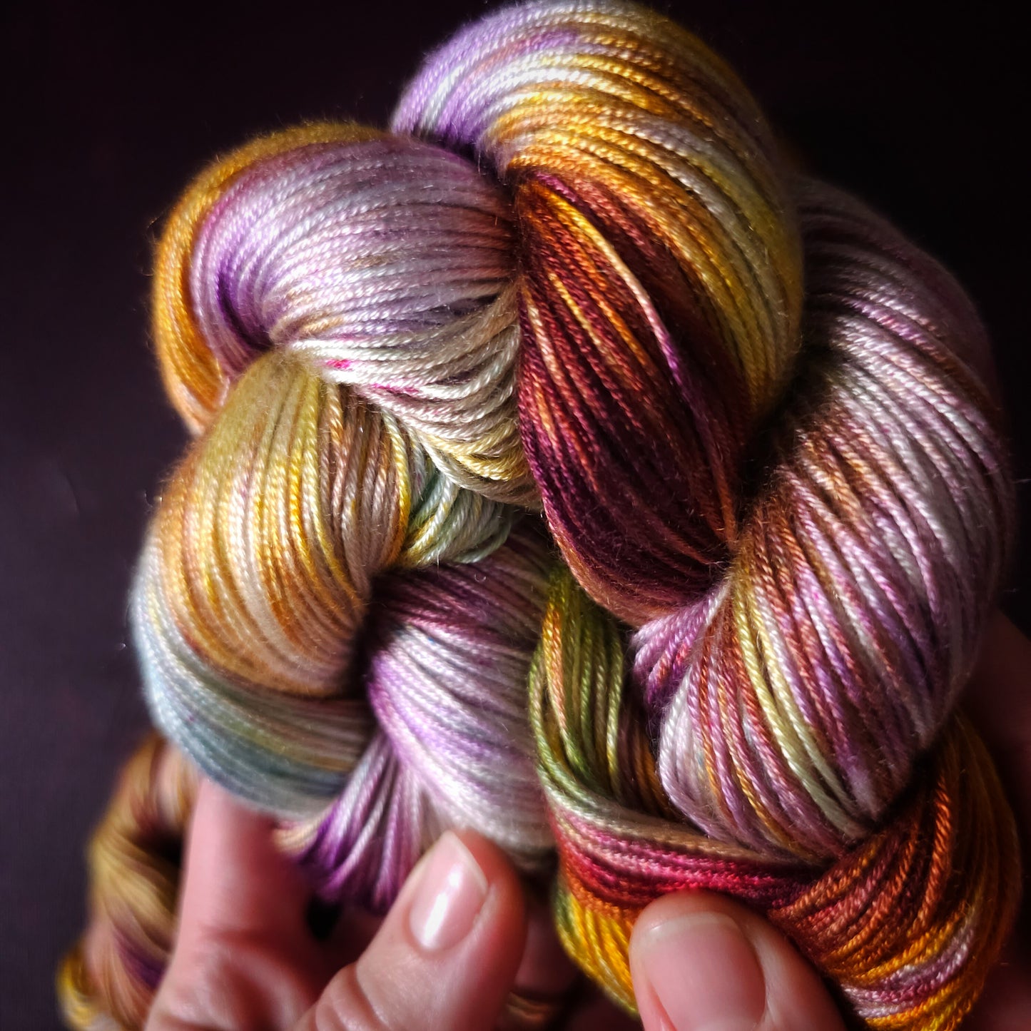 Kindred Spirit, Hand dyed vegan yarn, variegated yarn, fingering / DK weight knitting yarn, tencel / bamboo / cotton crochet thread