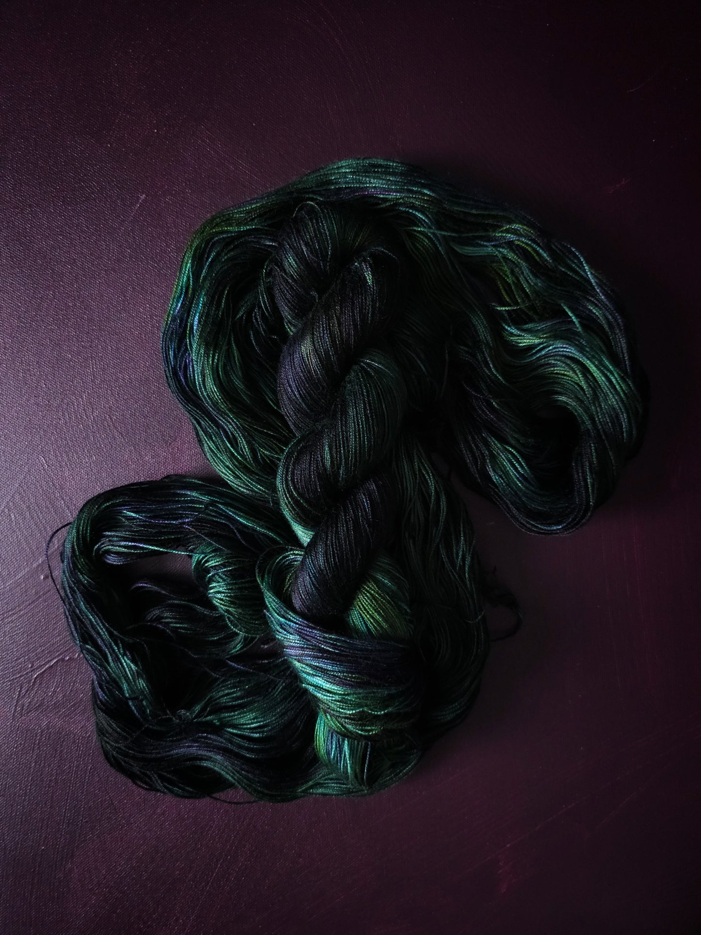 Hand dyed vegan yarn ~ Lost Forest ***Dyed to order ~ fingering / DK weight tencel OR bamboo yarn, hand painted