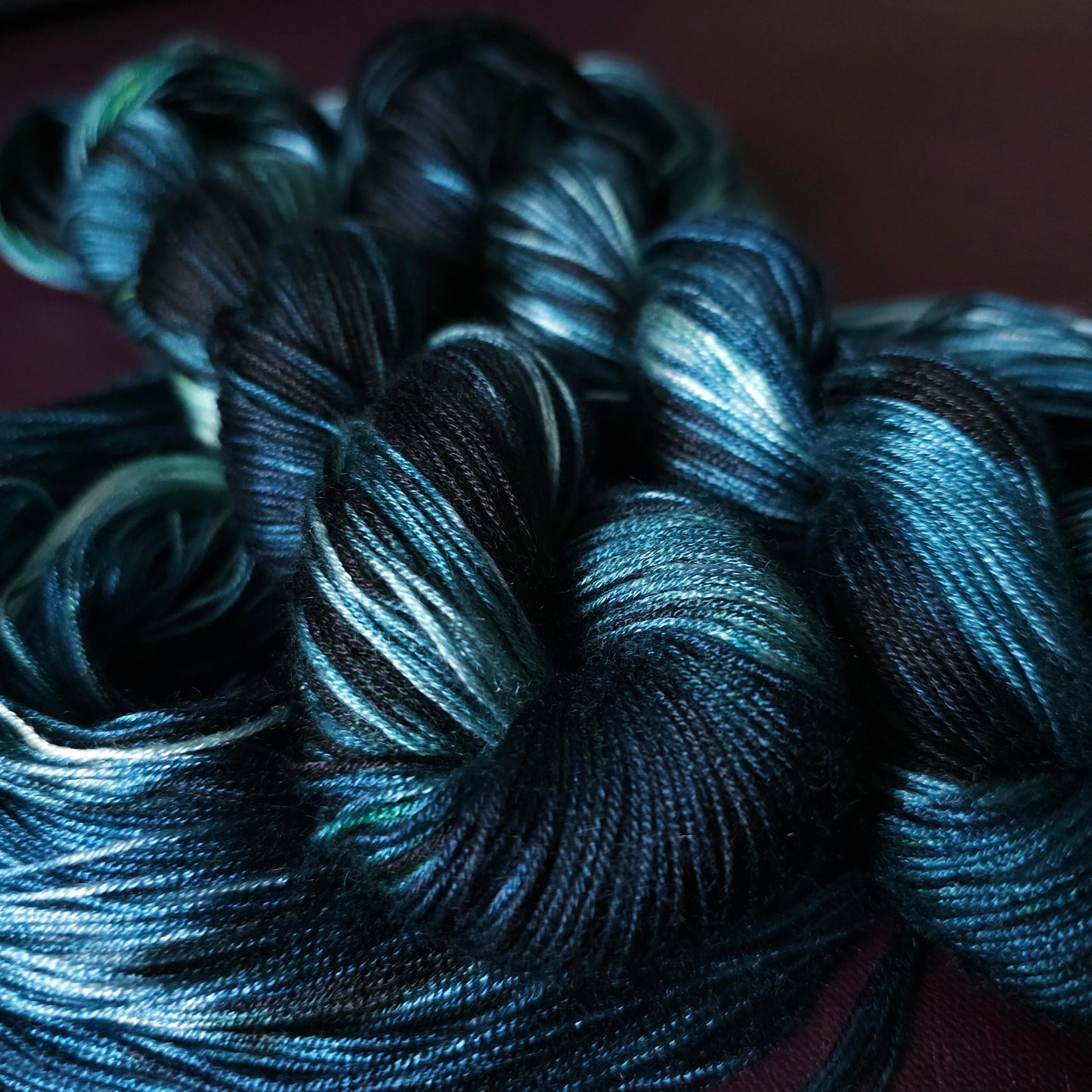 Atolla, Hand dyed vegan yarn, variegated yarn, fingering / DK weight knitting yarn, tencel / bamboo / cotton crochet thread