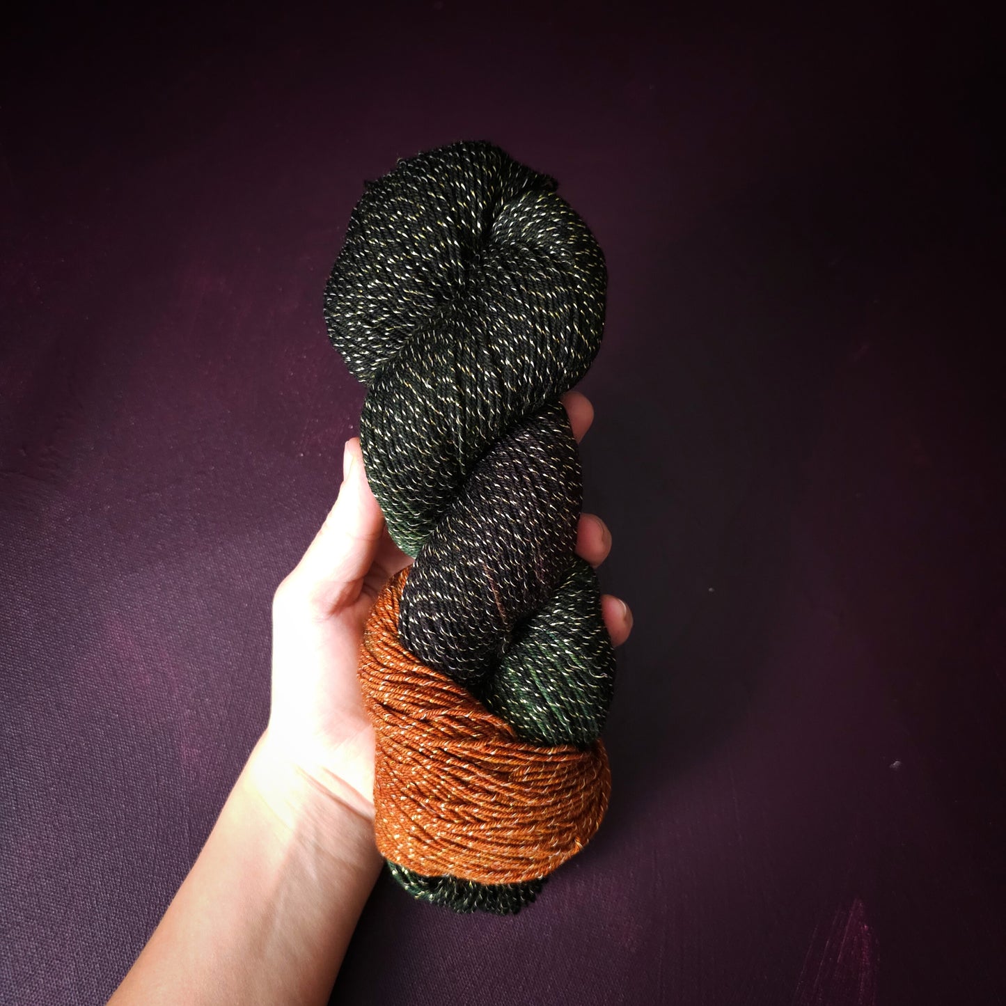 Rusty Dark Oak, hand dyed gradient yarn, gifts for knitters, sea blue sock yarn, colorful knitting supplies, gold crochet yarn