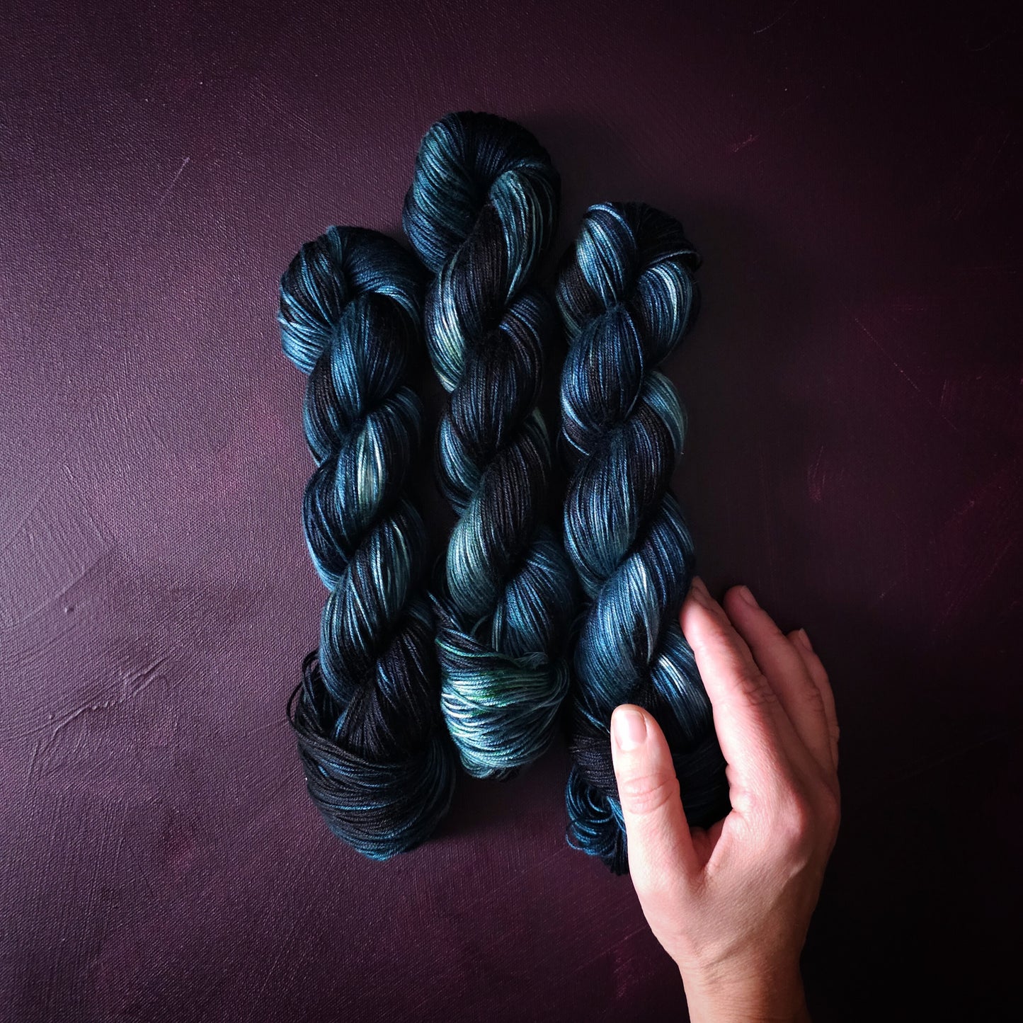 Atolla, Hand dyed vegan yarn, variegated yarn, fingering / DK weight knitting yarn, tencel / bamboo / cotton crochet thread