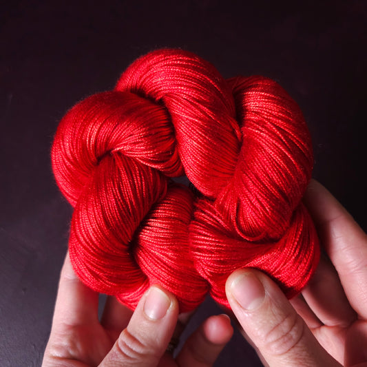 STOP, Hand dyed vegan yarn, variegated yarn, fingering or DK weight knitting yarn, tencel / bamboo / cotton crochet thread