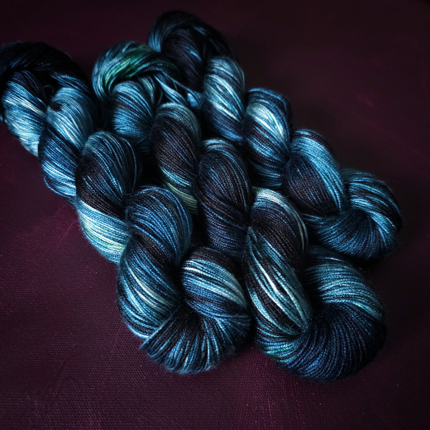 Atolla, Hand dyed vegan yarn, variegated yarn, fingering / DK weight knitting yarn, tencel / bamboo / cotton crochet thread