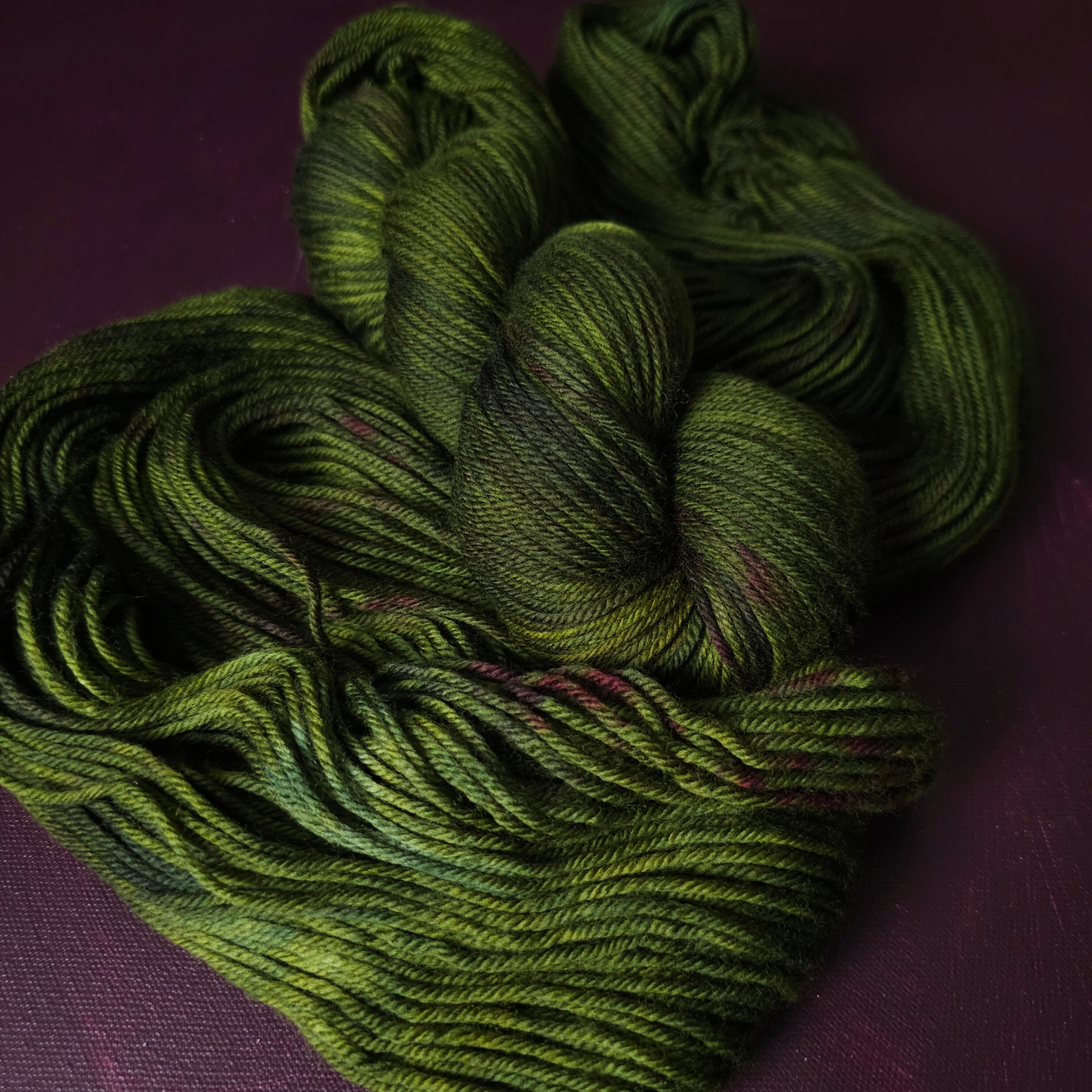 Fresh Moss, hand dyed merino singles yarn, gifts for knitters