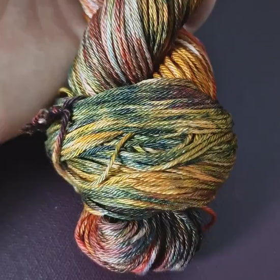 Hand dyed yarn ~ Sunset  Fields ~ mercerized cotton yarn, vegan, hand painted, indie dyed