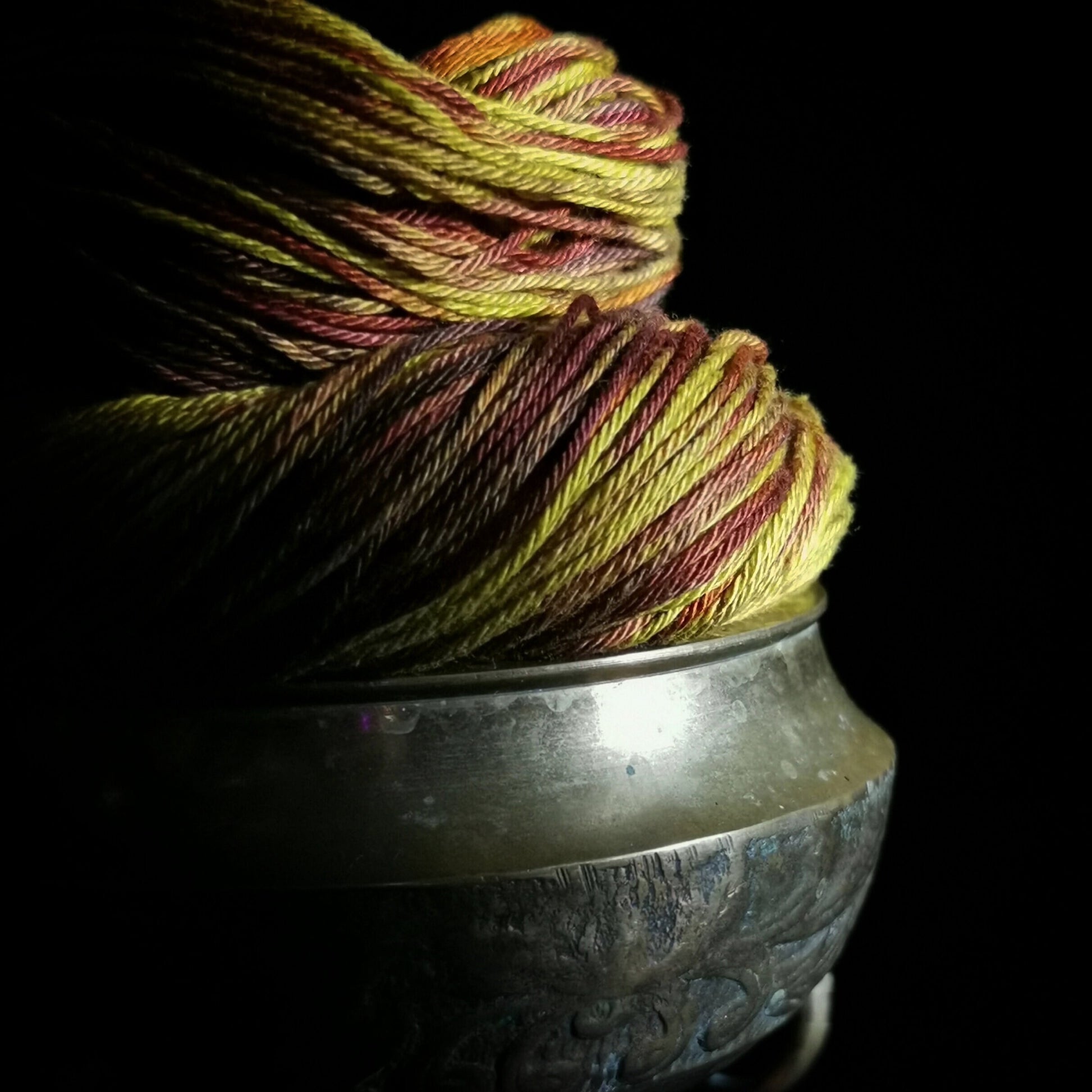 Hand dyed yarn ~ Sunset Delight No 8 ~ mercerized cotton yarn, vegan, hand painted, indie dyed