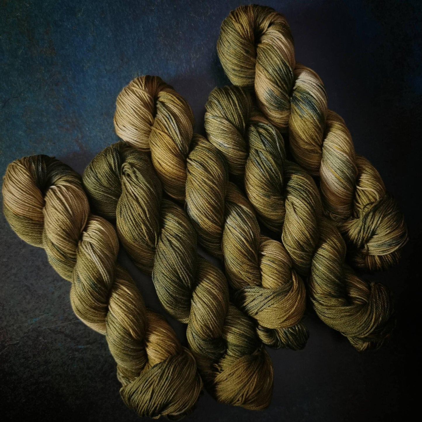 Hand dyed yarn ~ Wild Olive*** Dyed to order ~ mercerized cotton yarn, vegan, hand painted,