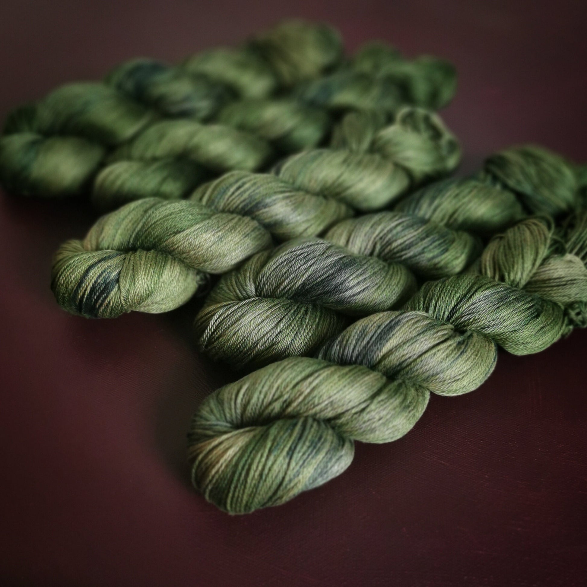 Hand dyed yarn ~ Mellow Creek ~ mercerized cotton yarn, vegan, hand painted, indie dyed