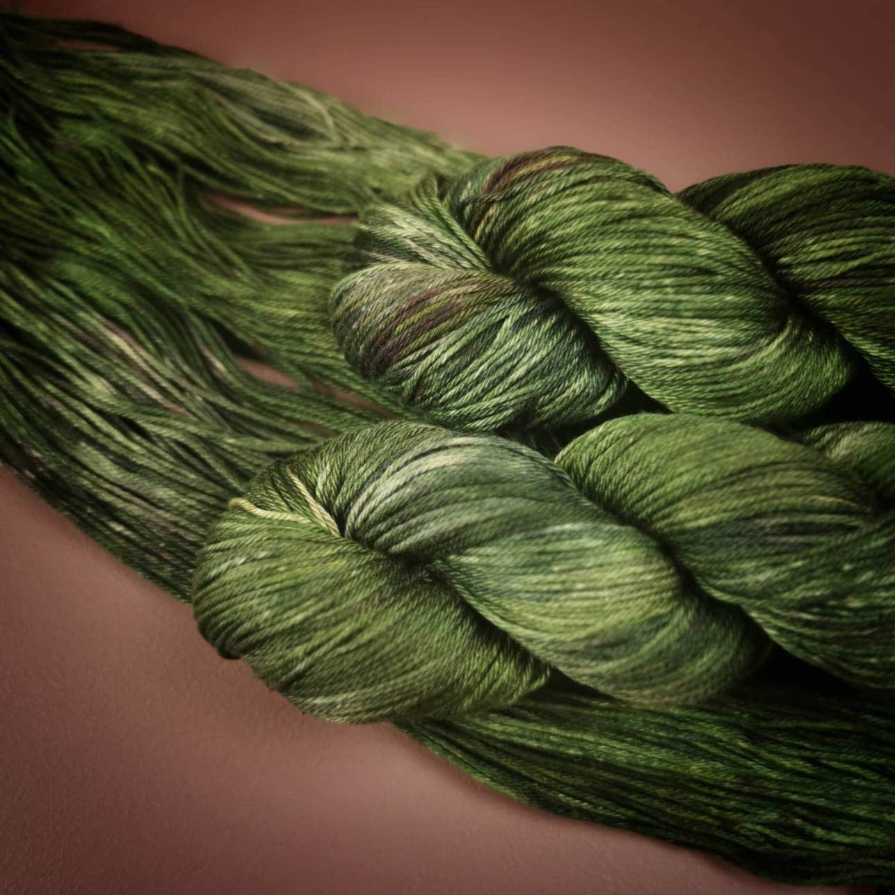 Hand dyed yarn ~ Groovy Artichoke*** Dyed to order ~ mercerized cotton yarn, vegan, hand painted