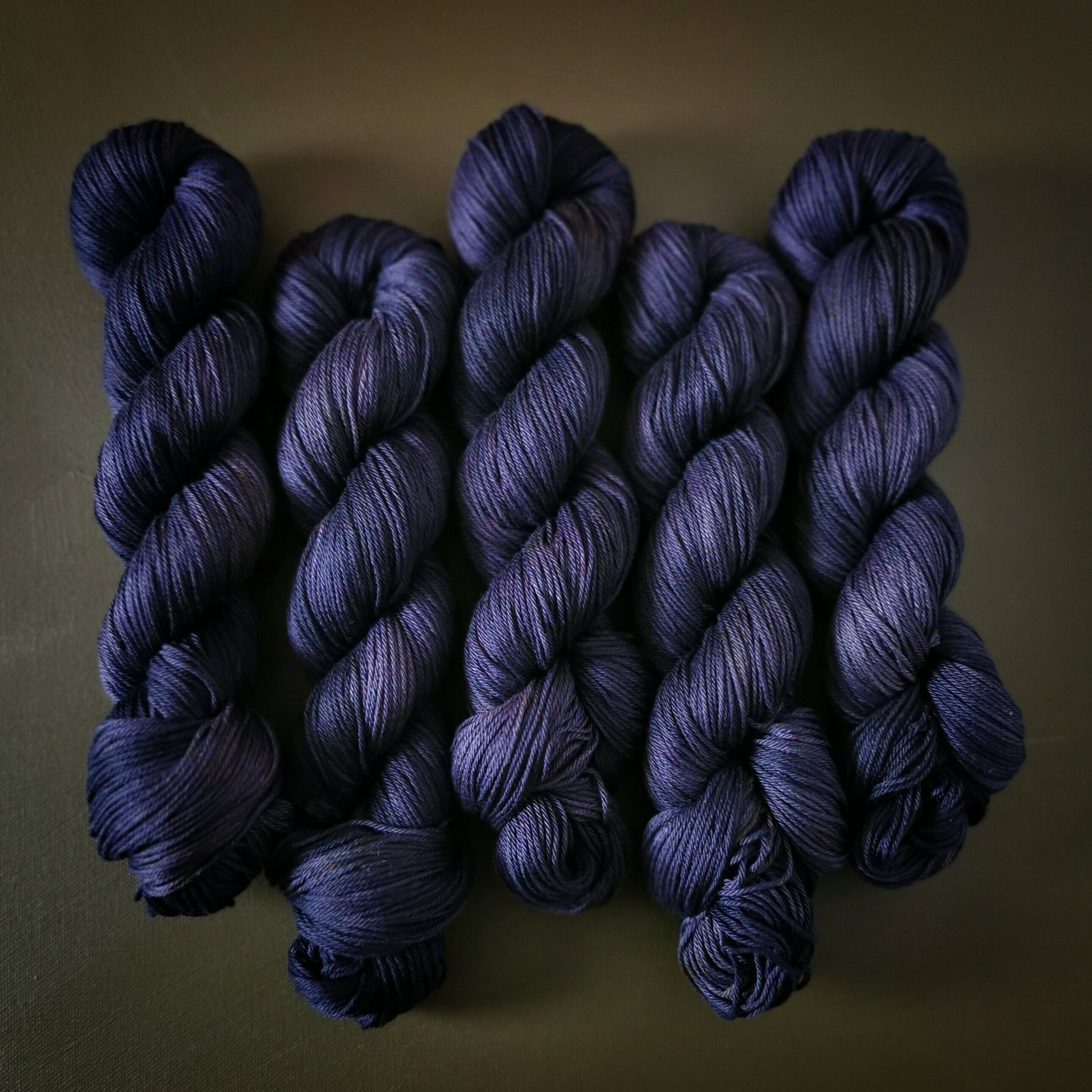 Hand dyed yarn ~ Purple Night ~ mercerized cotton yarn, vegan, hand painted, indie dyed
