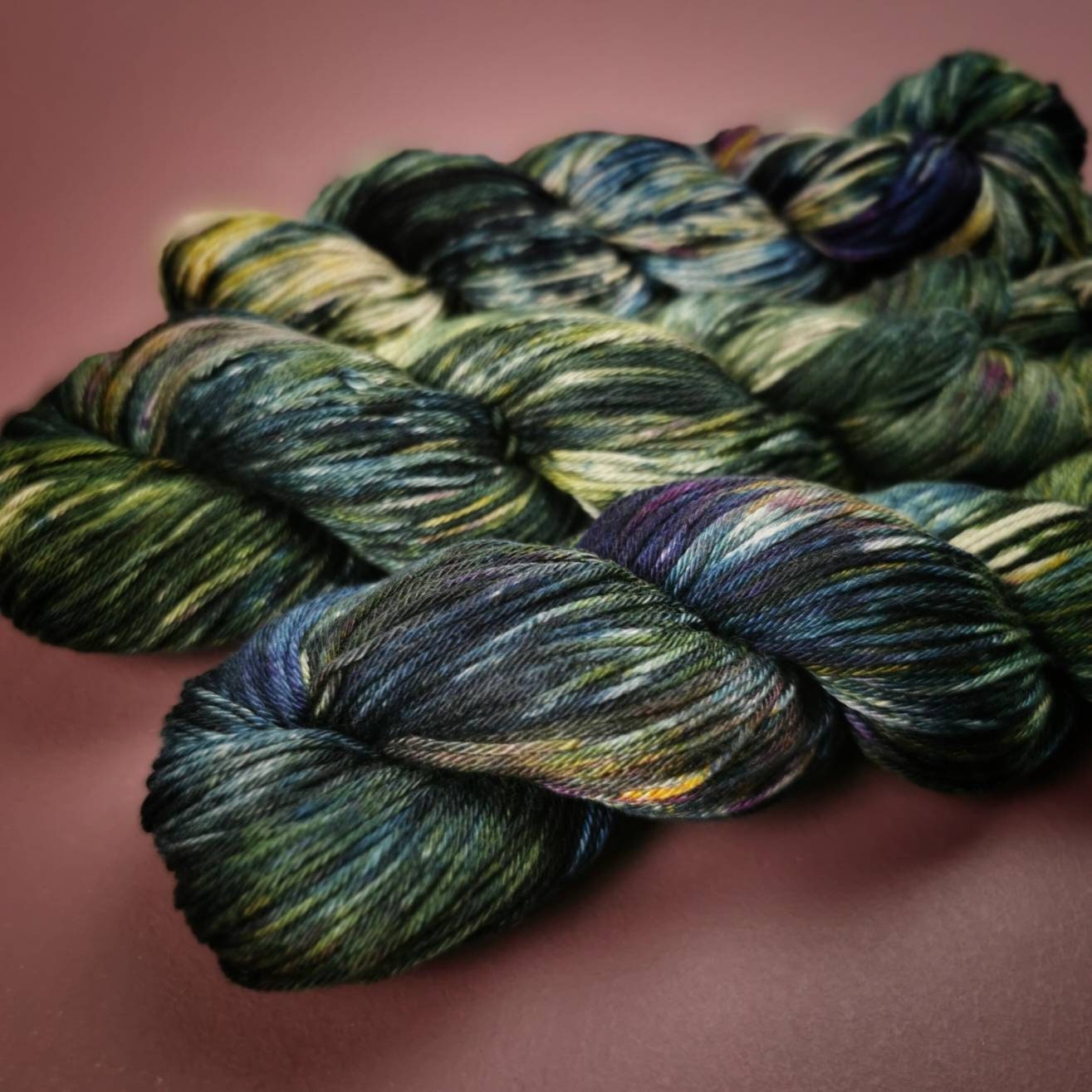 Hand dyed yarn ~ AuroraDelight ~ mercerized cotton yarn, vegan, hand painted, indie dyed