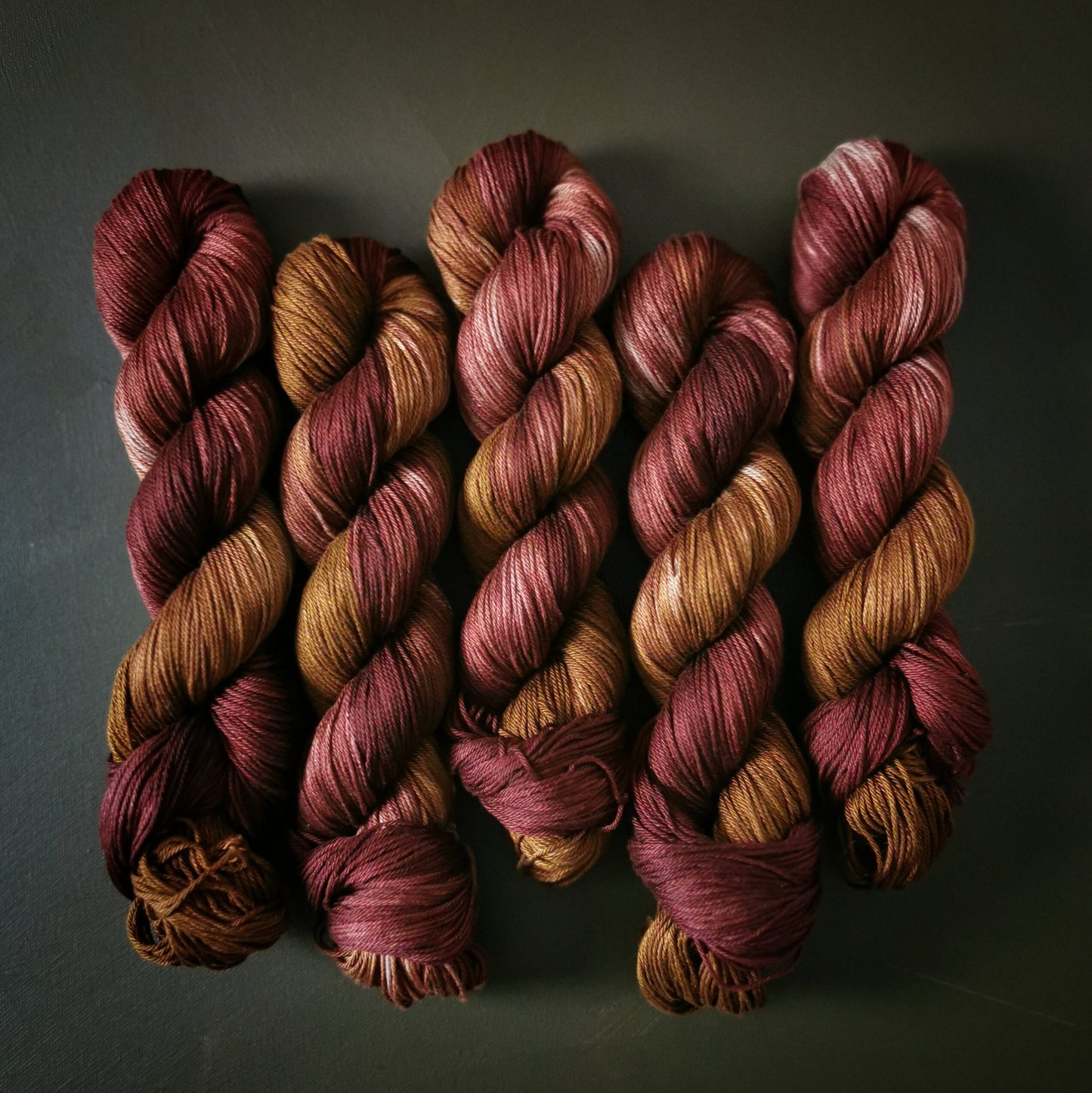 Hand dyed yarn ~ Rusty Ruby*** Dyed to order ~ mercerized cotton yarn, vegan, hand painted