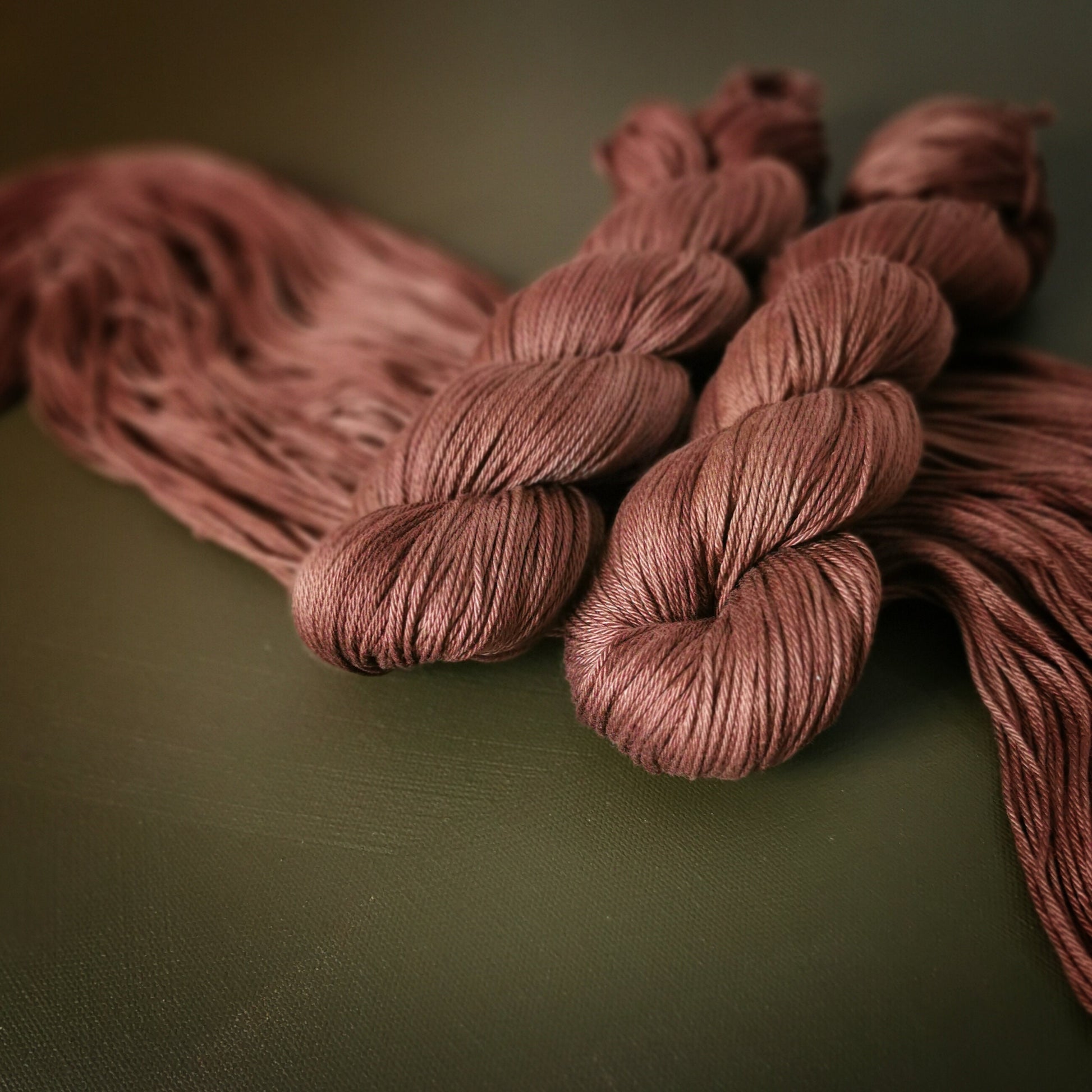 Hand dyed yarn ~ Rusty Amber*** Dyed to order ~ mercerized cotton yarn, vegan, hand painted,