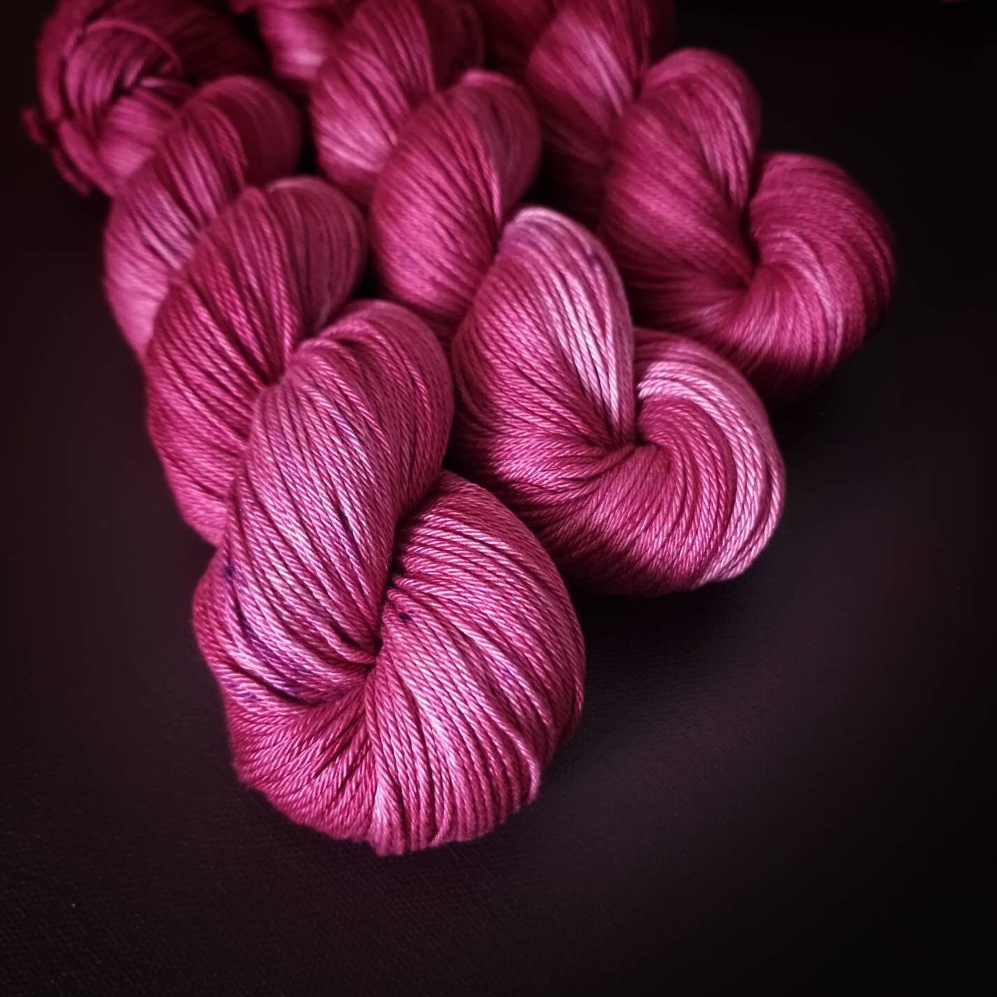 Hand dyed yarn ~ Pink Panther ~ mercerized cotton yarn, vegan, hand painted, indie dyed