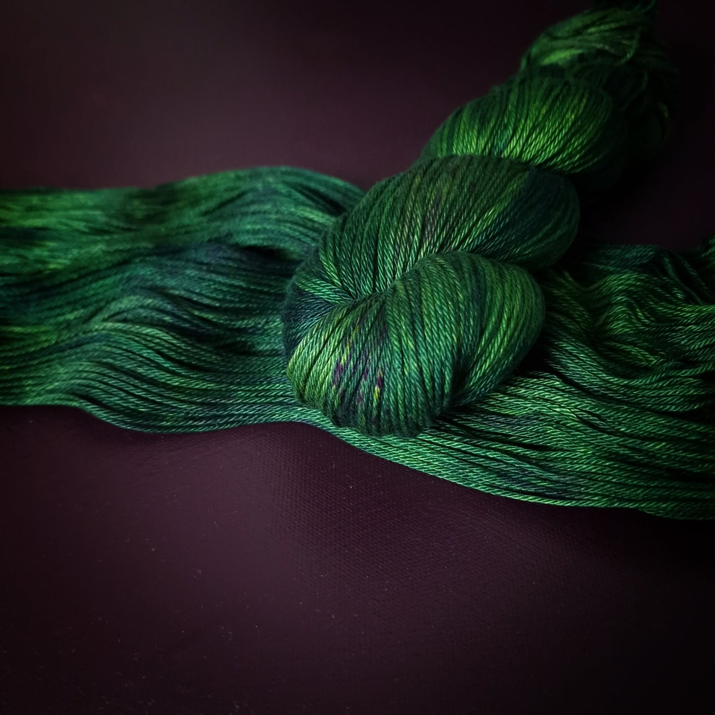 Hand dyed yarn ~ Poison Ivy ~ mercerized cotton yarn, vegan, hand painted, indie dyed