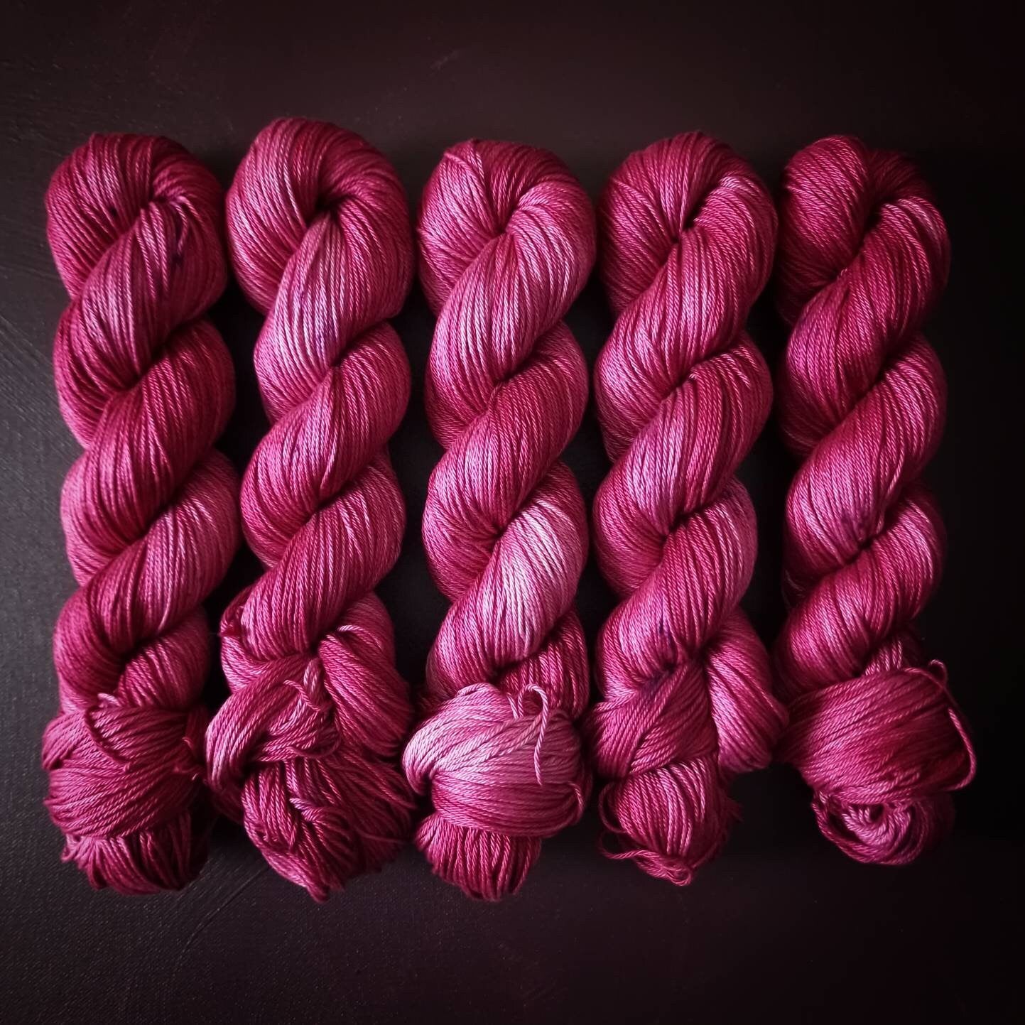 Hand dyed yarn ~ Pink Panther ~ mercerized cotton yarn, vegan, hand painted, indie dyed