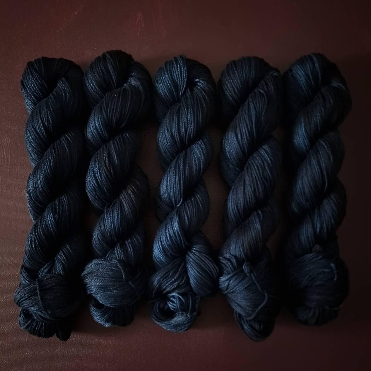 Hand dyed yarn ~ After Midnight*** Dyed to order ~ mercerized cotton yarn, vegan, hand painted