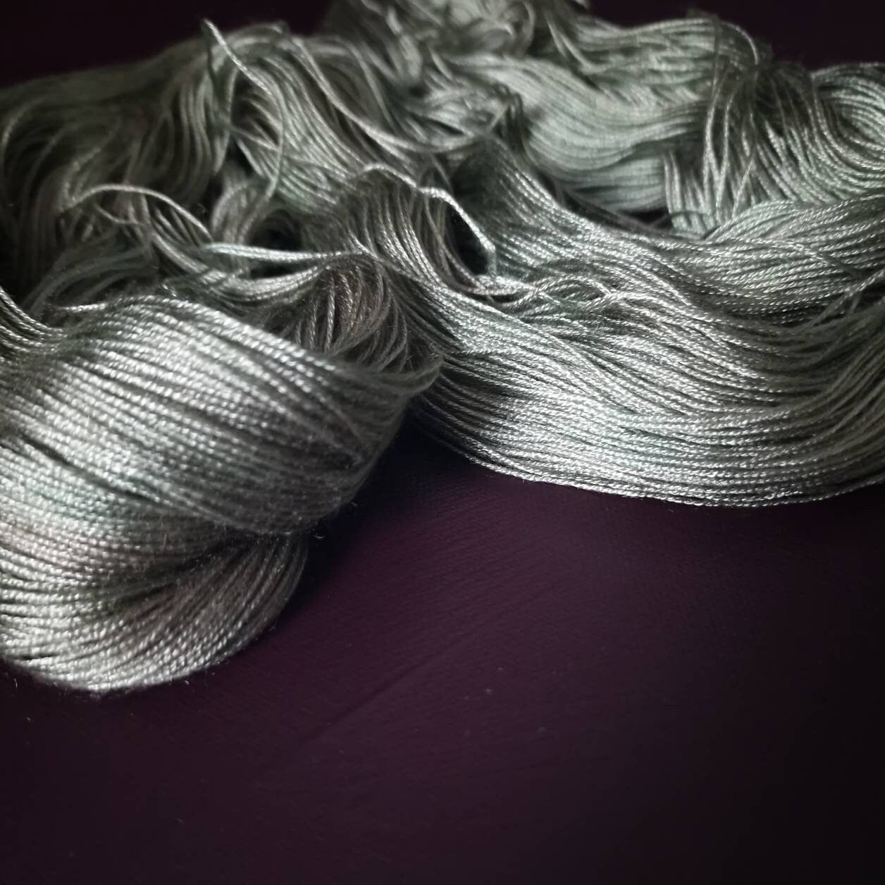 Hand dyed yarn ~ Pale Moss ***Dyed to order ~ fingering / DK weight tencel OR bamboo yarn, vegan, hand painted