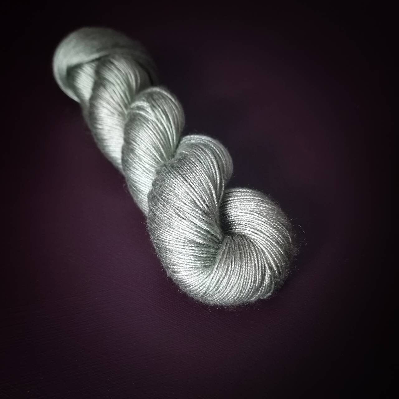 Hand dyed yarn ~ Pale Moss ***Dyed to order ~ fingering / DK weight tencel OR bamboo yarn, vegan, hand painted