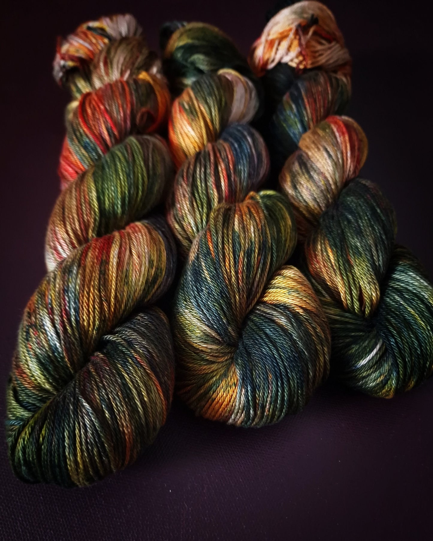 Hand dyed yarn ~ Sunset Delight No 3 ~ mercerized cotton yarn, vegan, hand painted, indie dyed