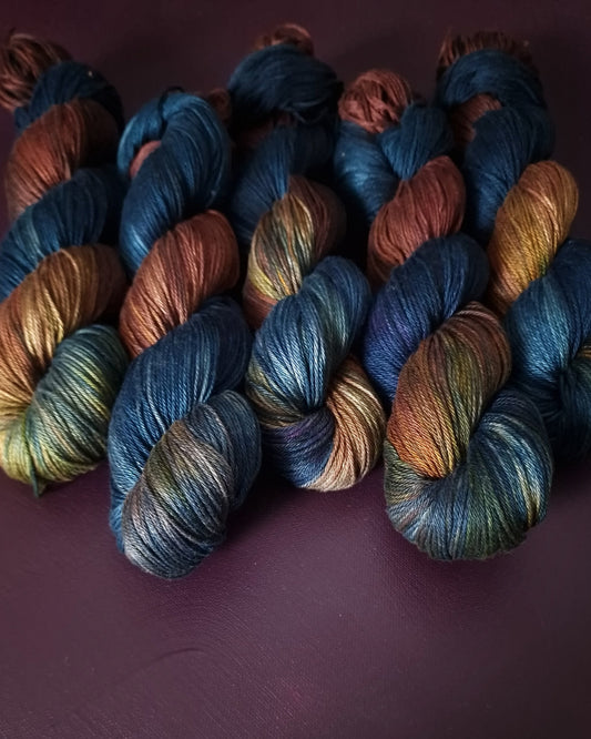 Hand dyed yarn ~ Sunset Delight No 7 ~ mercerized cotton yarn, vegan, hand painted, indie dyed