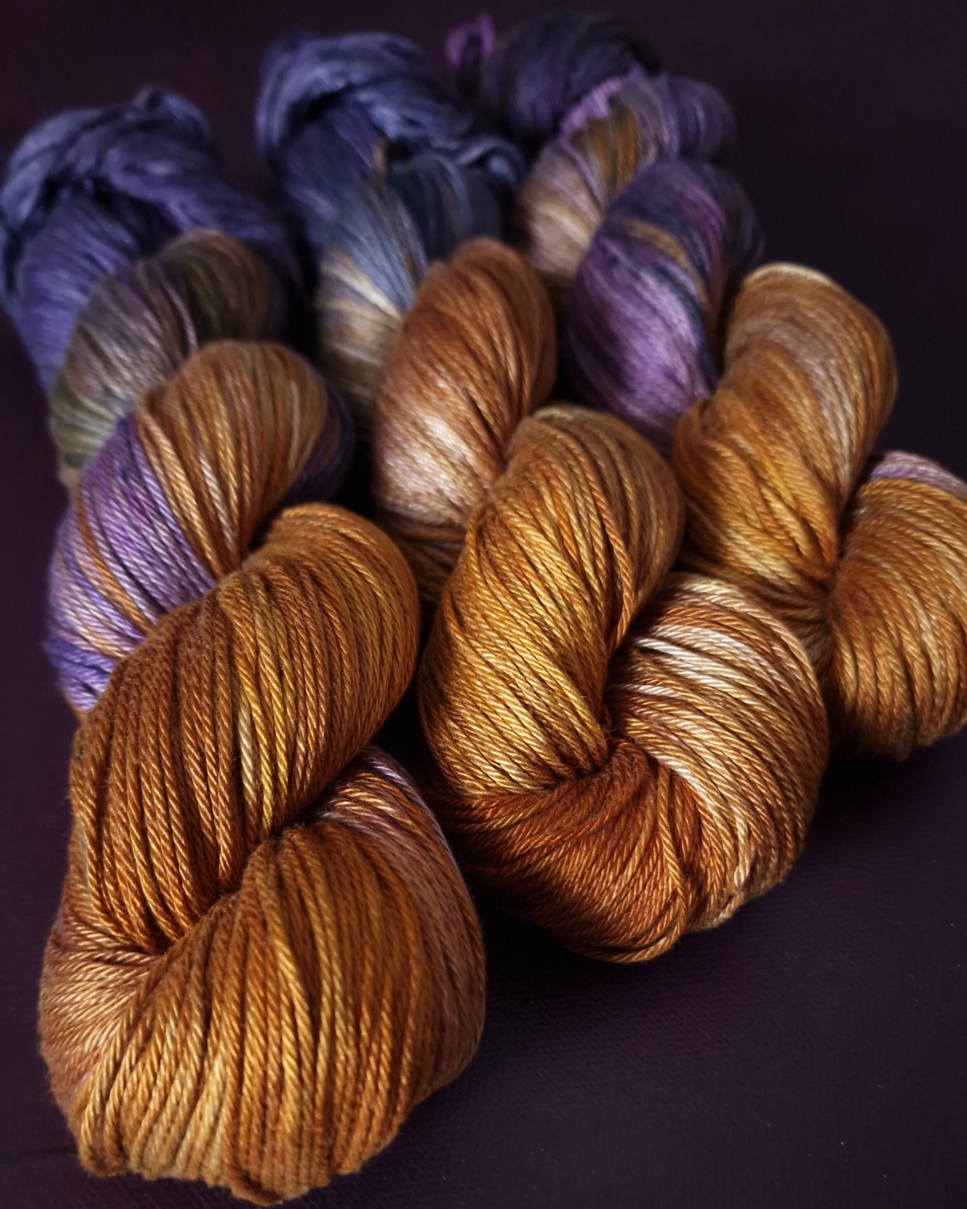 Hand dyed yarn ~ Sunset Delight No 2 ~ mercerized cotton yarn, vegan, hand painted, indie dyed,