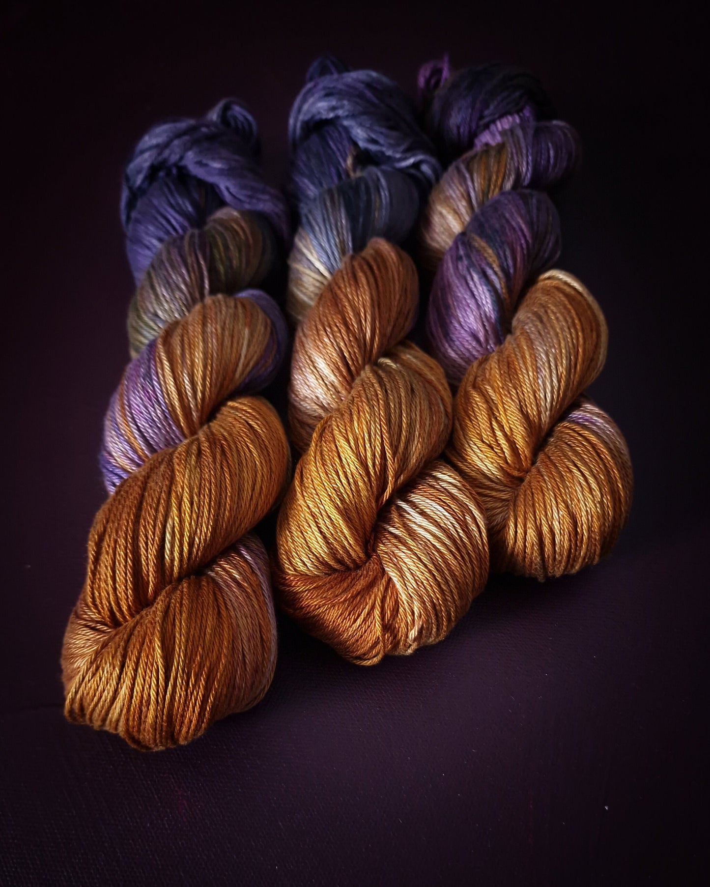 Hand dyed yarn ~ Sunset Delight No 2 ~ mercerized cotton yarn, vegan, hand painted, indie dyed,