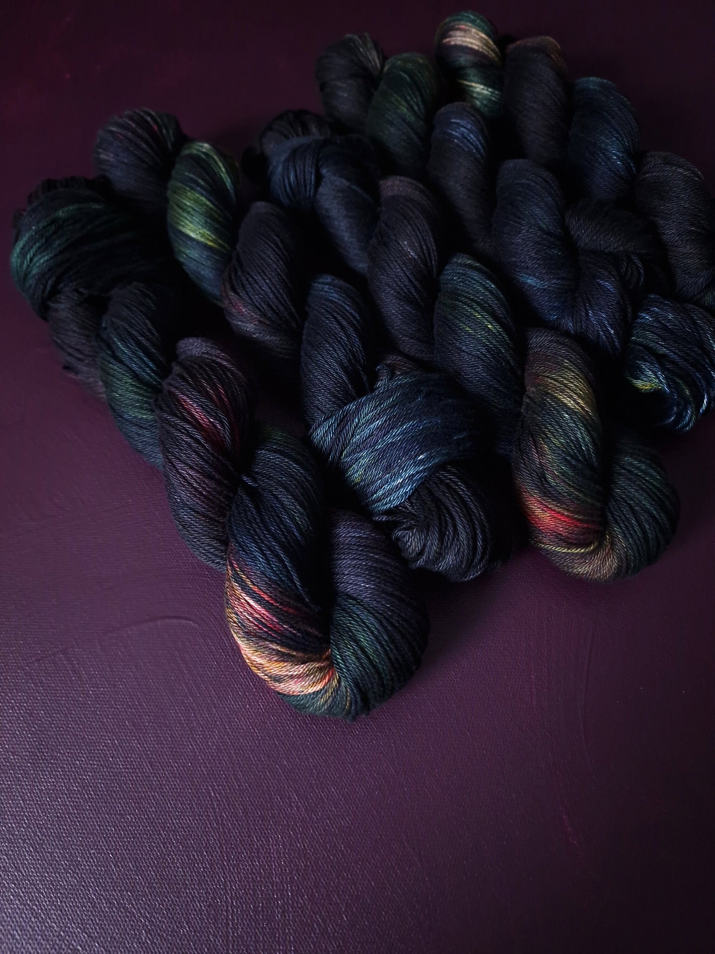 Hand dyed yarn ~ Last Fireworks ~ mercerized cotton yarn, vegan, hand painted, indie dyed