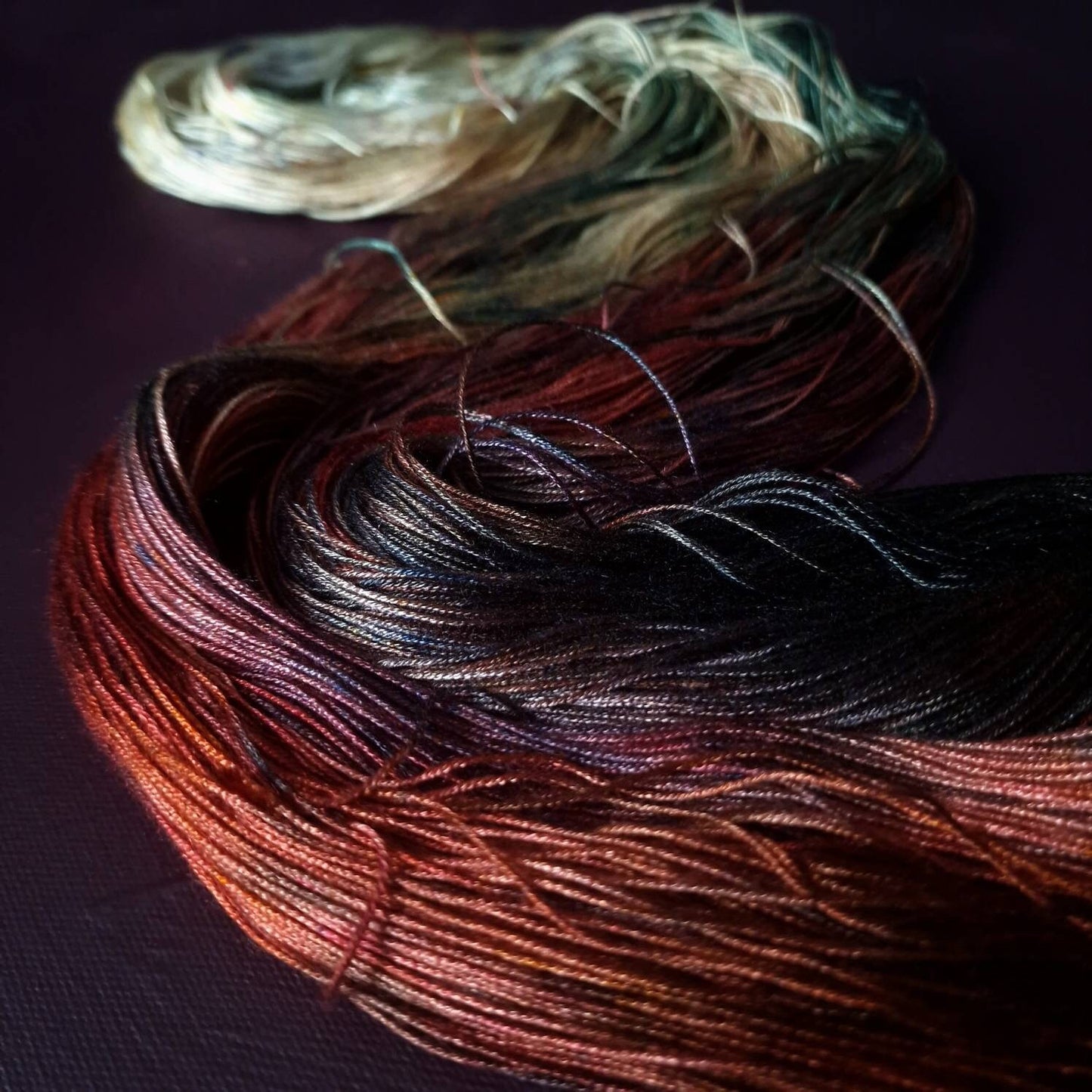 Hand dyed yarn ~ Autumn Bouqet ***Dyed to order ~ fingering / DK weight tencel OR bamboo yarn, vegan, hand painted
