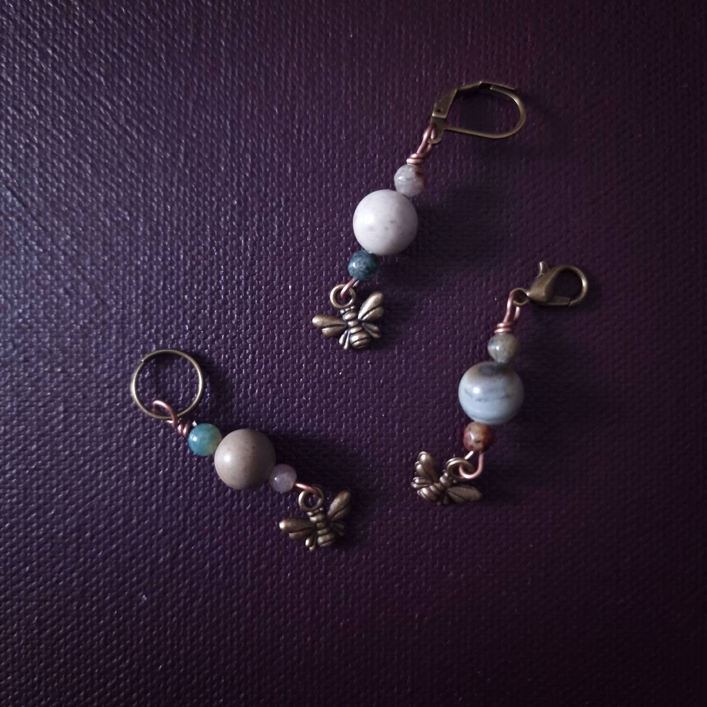 Stitch marker ~ Bees Dance ~ Knitting notions, progress markers, progress keepers, crochet notions, gift for knitter