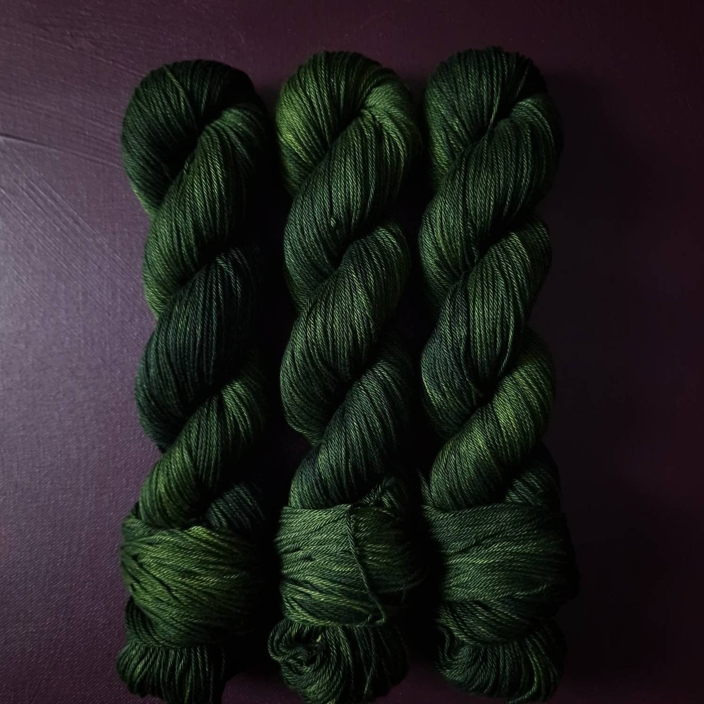 Hand dyed yarn ~ Pine*** Dyed to order ~ mercerized cotton yarn, vegan, hand painted
