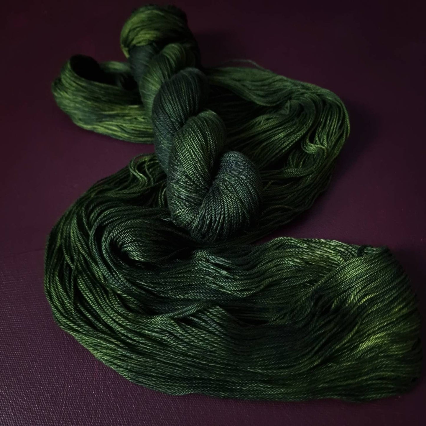 Hand dyed yarn ~ Pine*** Dyed to order ~ mercerized cotton yarn, vegan, hand painted