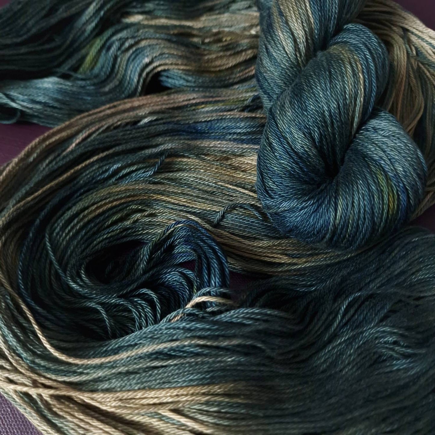 Hand dyed yarn ~ Sea Foam ~ mercerized cotton yarn, vegan, hand painted, indie dyed
