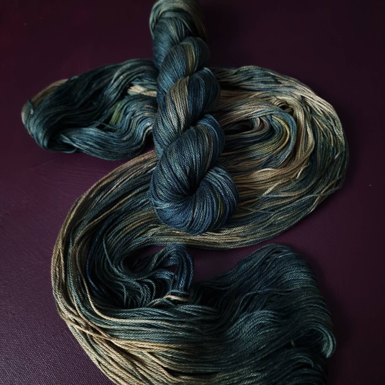 Hand dyed yarn ~ Sea Foam ~ mercerized cotton yarn, vegan, hand painted, indie dyed