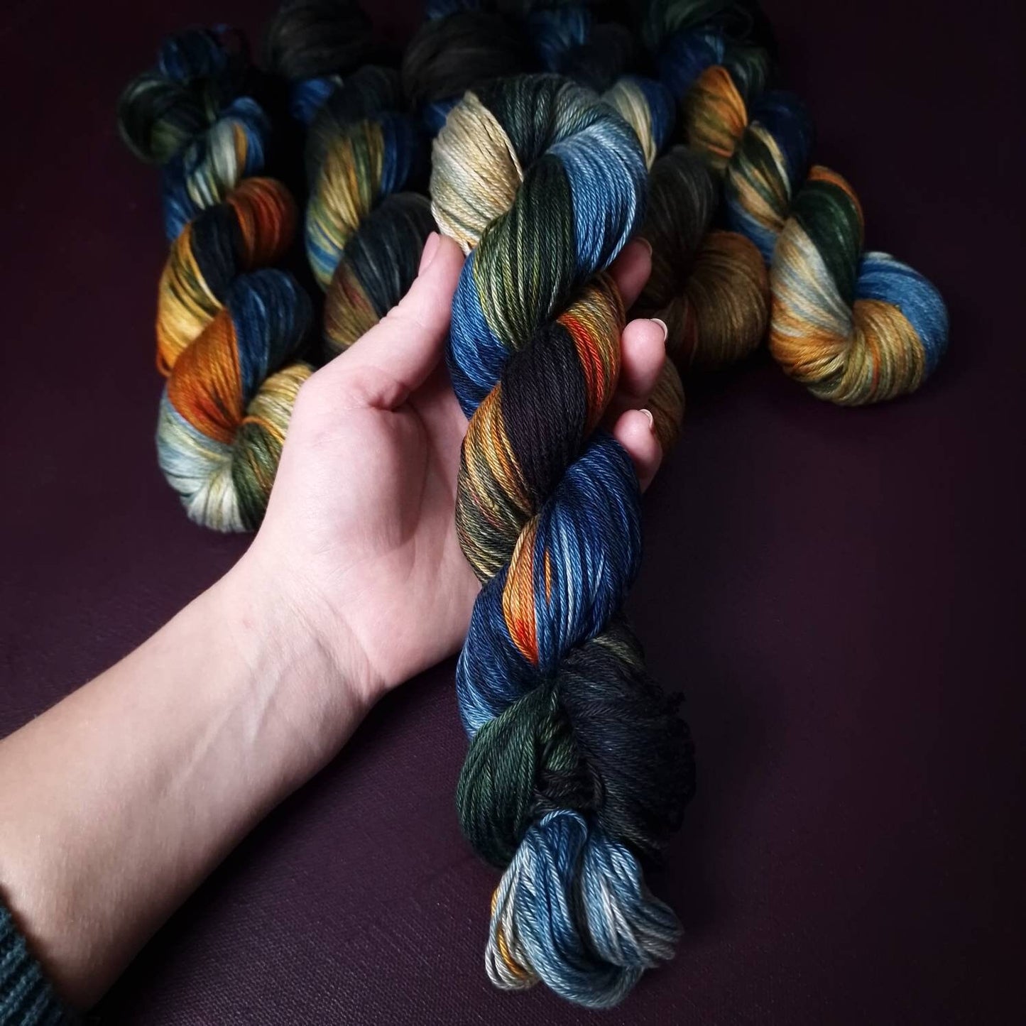 Hand dyed yarn ~ Sunset  Fields ~ mercerized cotton yarn, vegan, hand painted, indie dyed