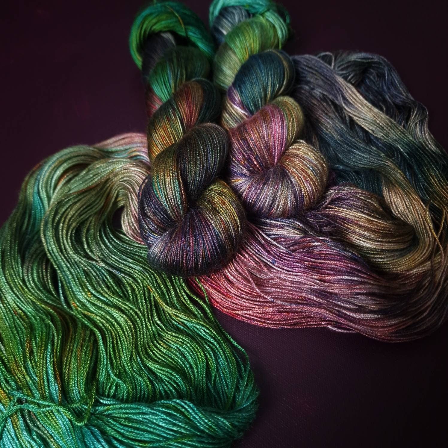 Hand dyed yarn ~ Claude M. Collection ~ L’Allée des Rosiers ***Dyed to order ~ fingering / DK weight tencel OR bamboo yarn, vegan