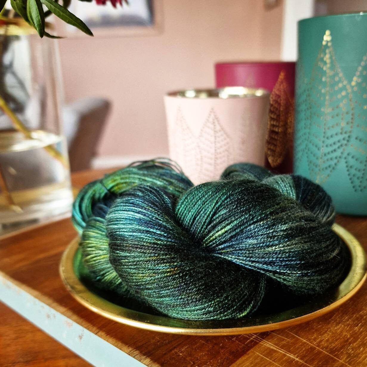 Hand dyed yarn ~ Poseidon ***Dyed to order ~ fingering / DK weight tencel OR bamboo yarn, vegan, hand painted