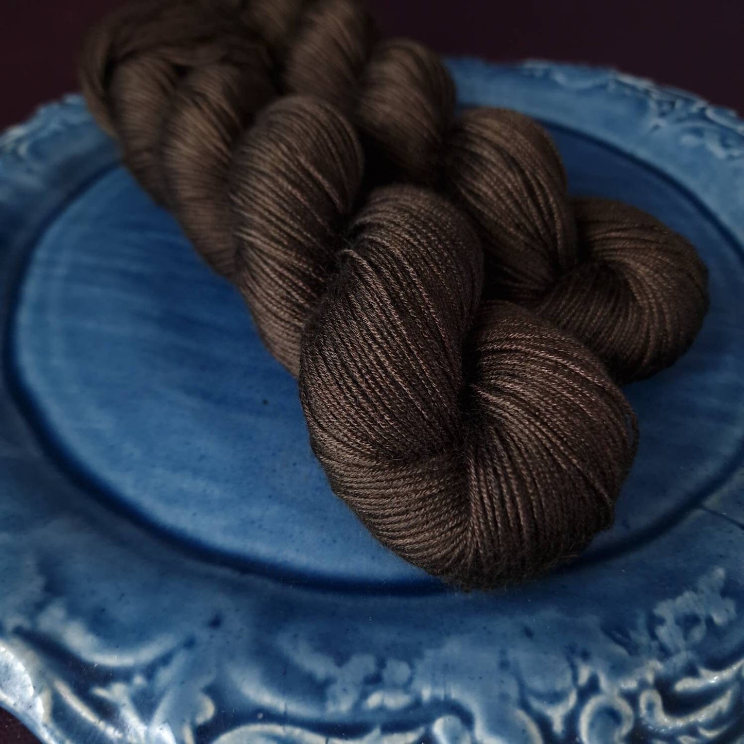 Hand dyed yarn ~ Dark Chocolate Cake***Dyed to order ~ fingering / DK weight tencel OR bamboo yarn, vegan, hand painted