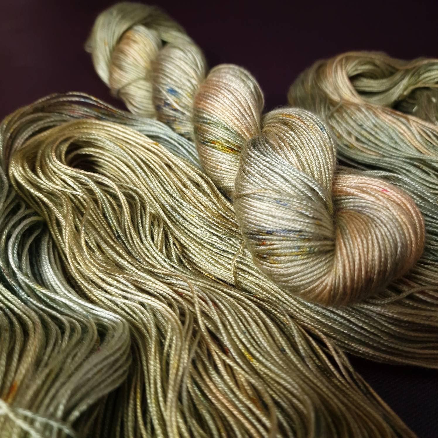 Hand dyed yarn ~ Olive Fairy***Dyed to order ~ fingering / DK weight tencel OR bamboo yarn, vegan, hand painted
