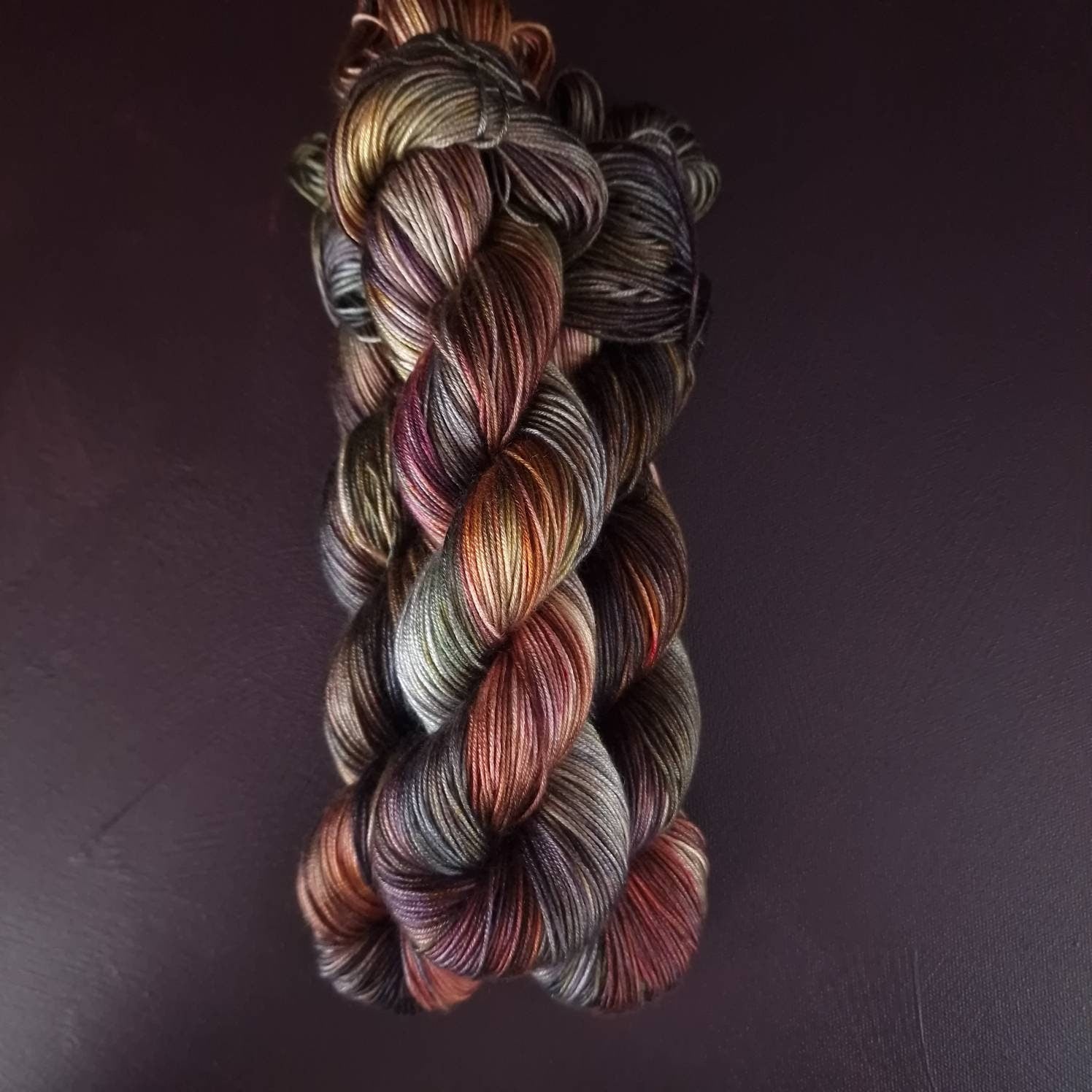 Hand dyed yarn ~ Iridescent Leaf ***Dyed to order ~ fingering / DK weight tencel OR bamboo yarn, vegan, hand painted
