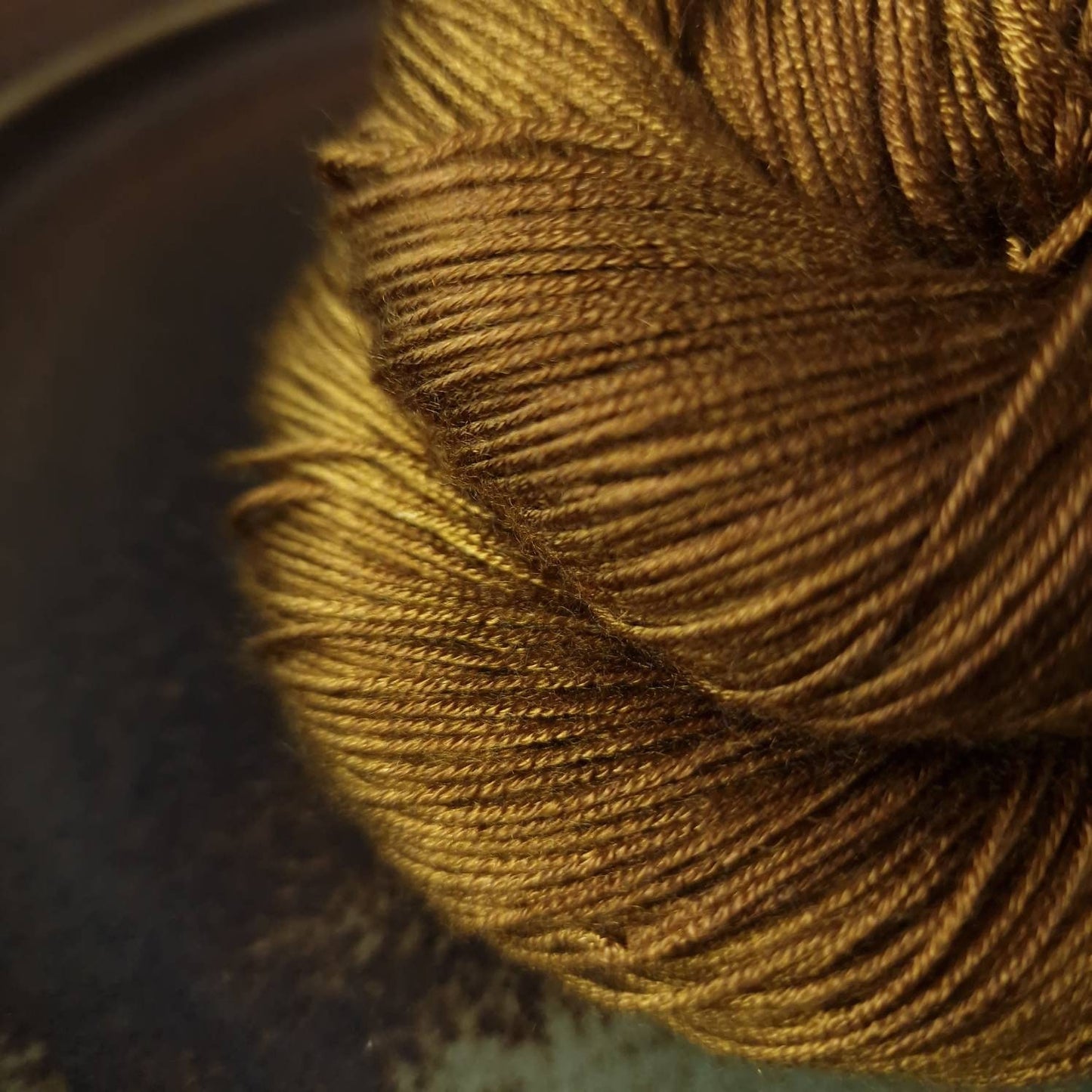 Hand dyed yarn ~ Liquid Gold ***Dyed to order ~ fingering / DK weight tencel OR bamboo yarn, vegan, hand painted