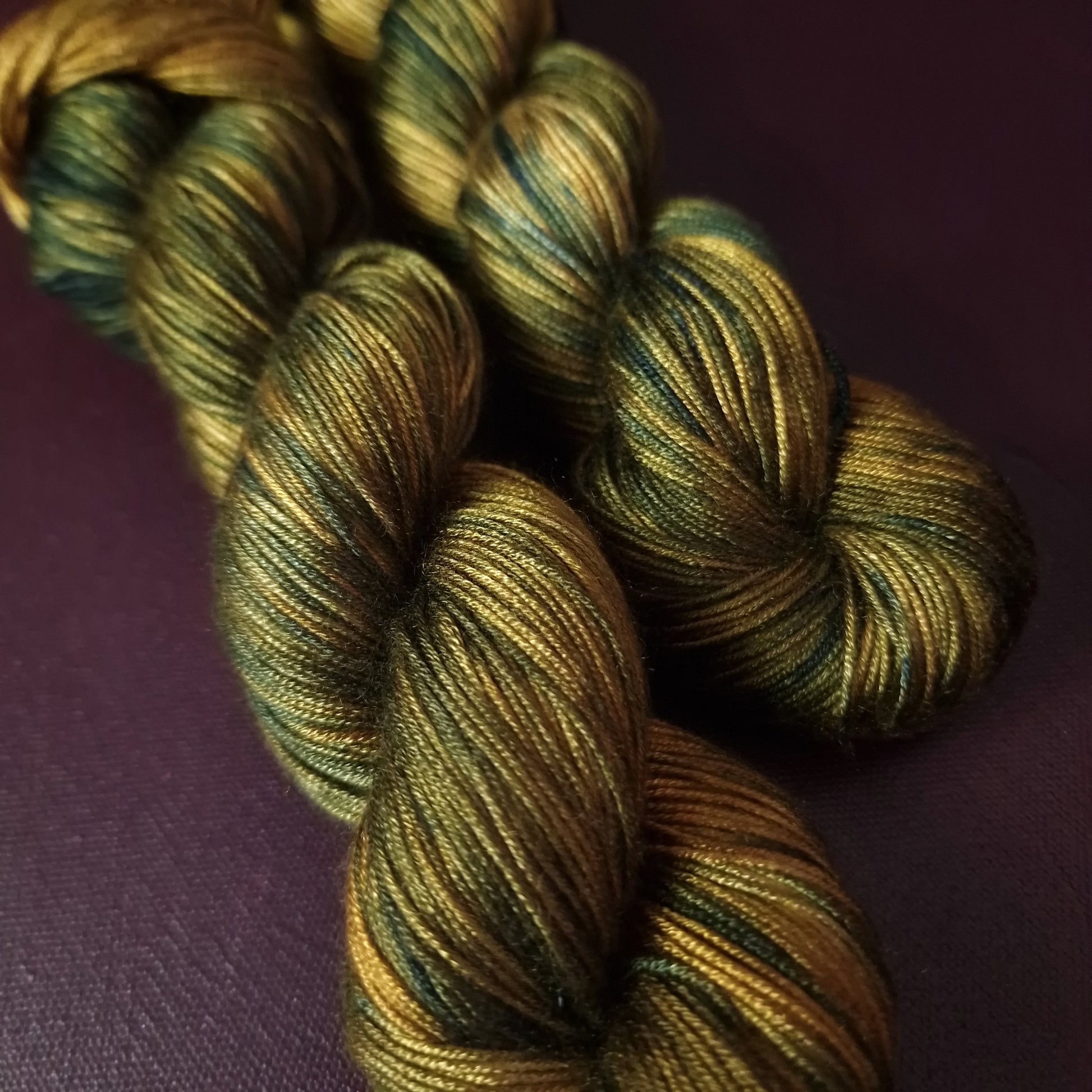 Hand dyed yarn ~ Wild Olive ***Dyed to order ~ fingering / DK weight tencel OR bamboo yarn, vegan, hand painted