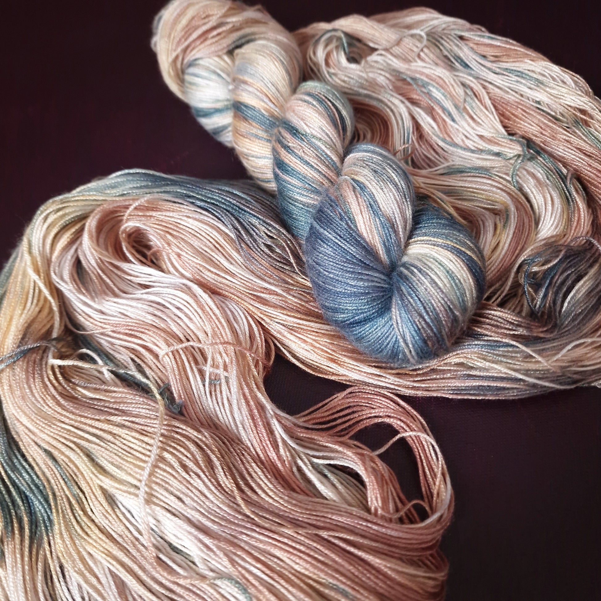 Hand dyed yarn ~ one hit wonder ~ bamboo fing, vegan, hand painted, indie dyed