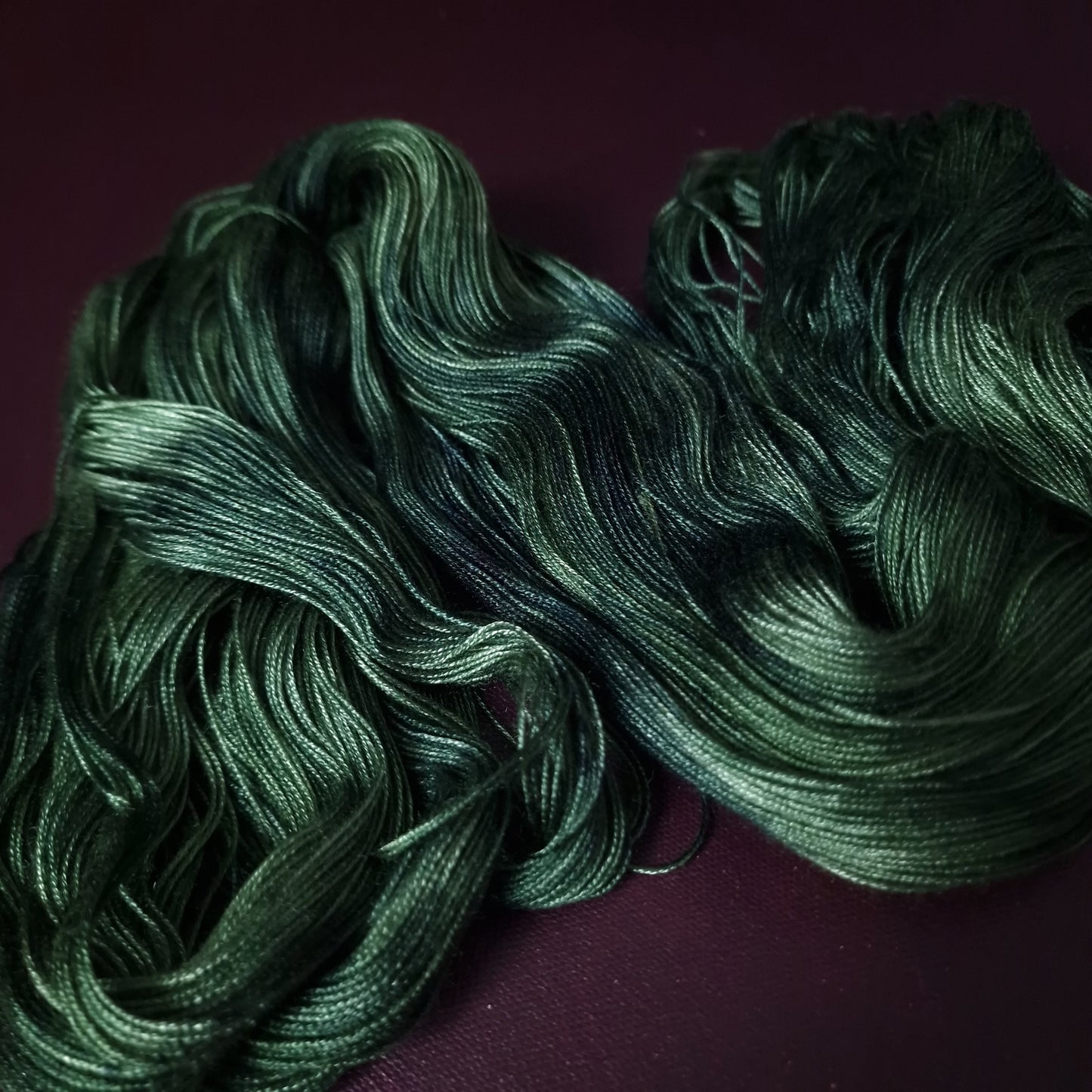 Hand dyed yarn ~ Smaragd Forest ***Dyed to order ~ fingering / DK weight tencel OR bamboo yarn, vegan, hand painted