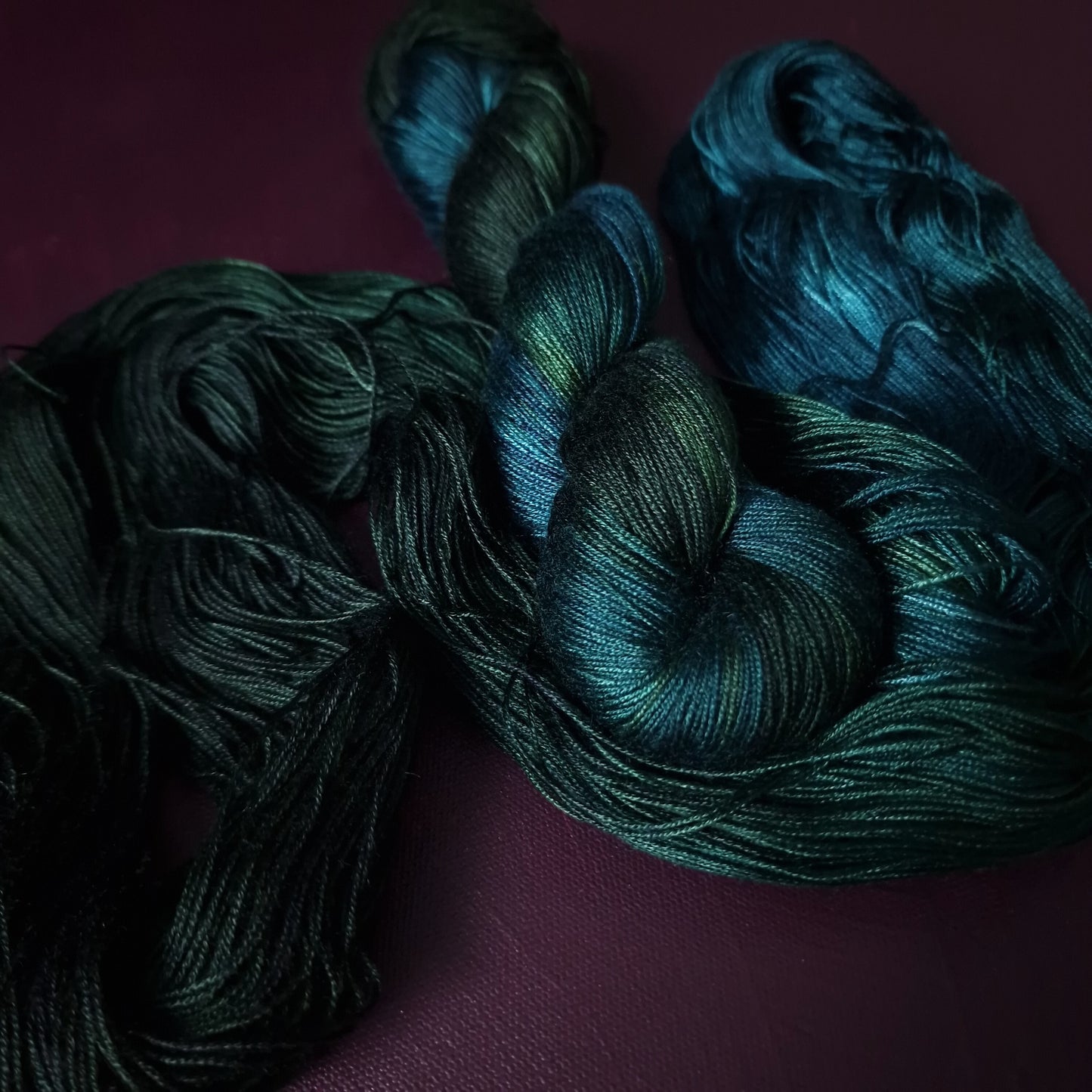 Hand dyed yarn ~ Midnight Sea***Dyed to order ~ fingering / DK weight tencel OR bamboo yarn, vegan, hand painted