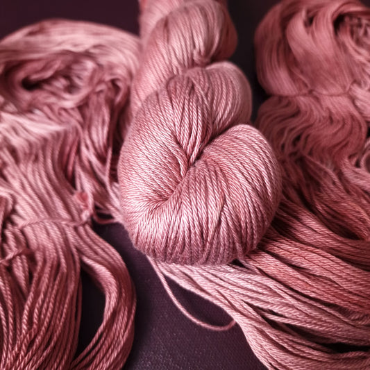 Hand dyed yarn ~ Old Rose ~ mercerized cotton yarn, vegan, hand painted, indie dyed