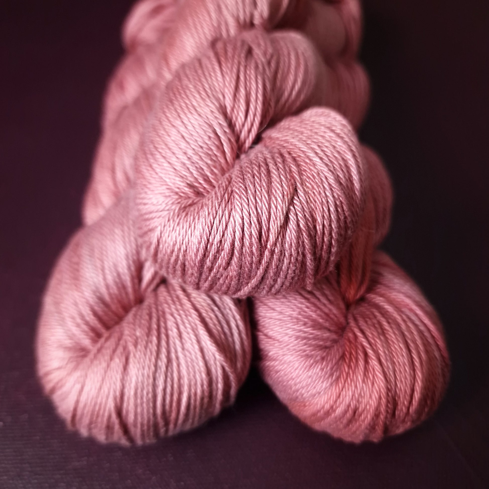Hand dyed yarn ~ Old Rose ~ mercerized cotton yarn, vegan, hand painted, indie dyed