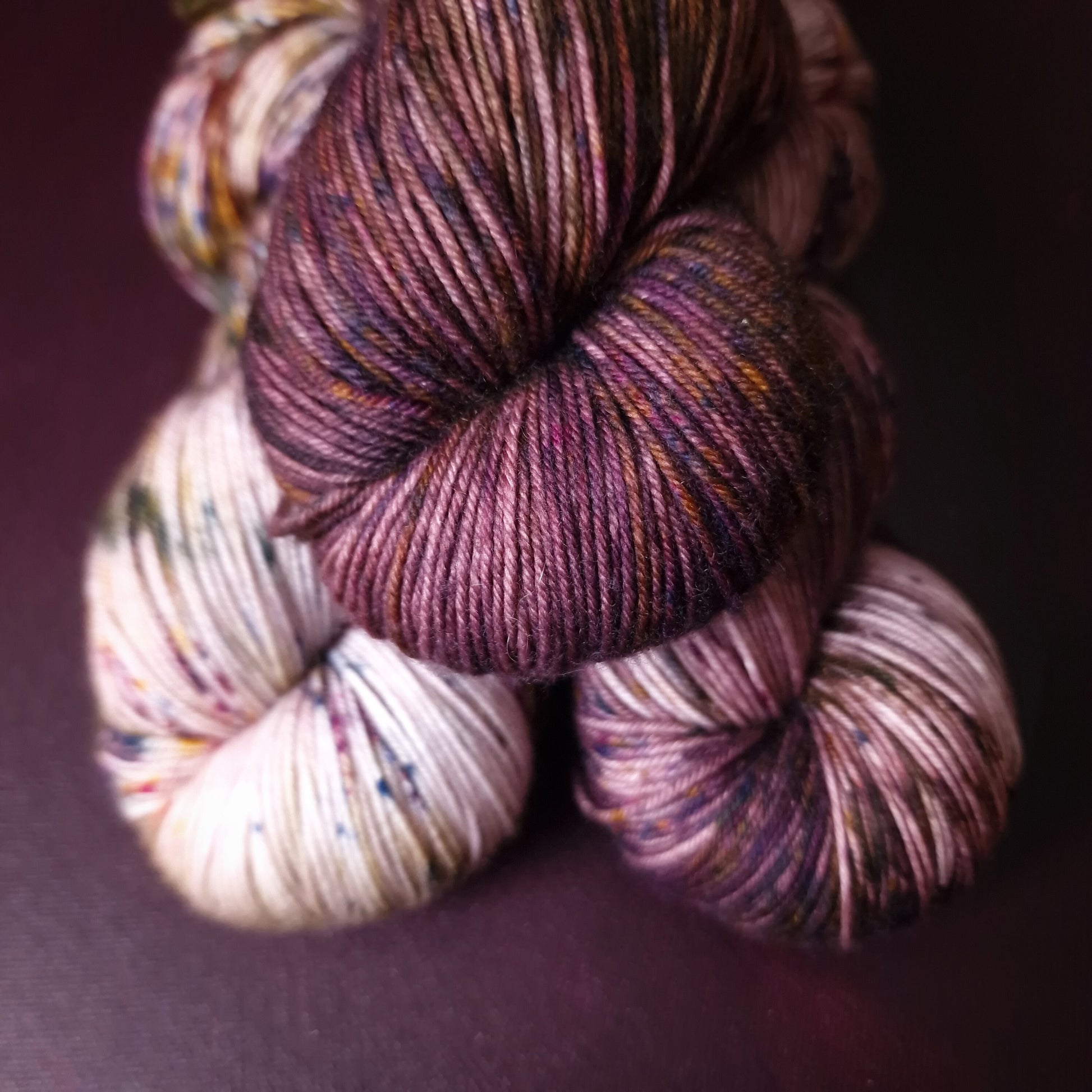 Hand dyed yarn ~ Fading Set ~ Plum Garden Trio ~ Squishy Sock, fingering weight, hand painted